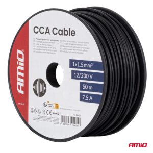 kaabel must cca 1x15mm2 50m 75a 12-230v amio 04455 hasmar auto